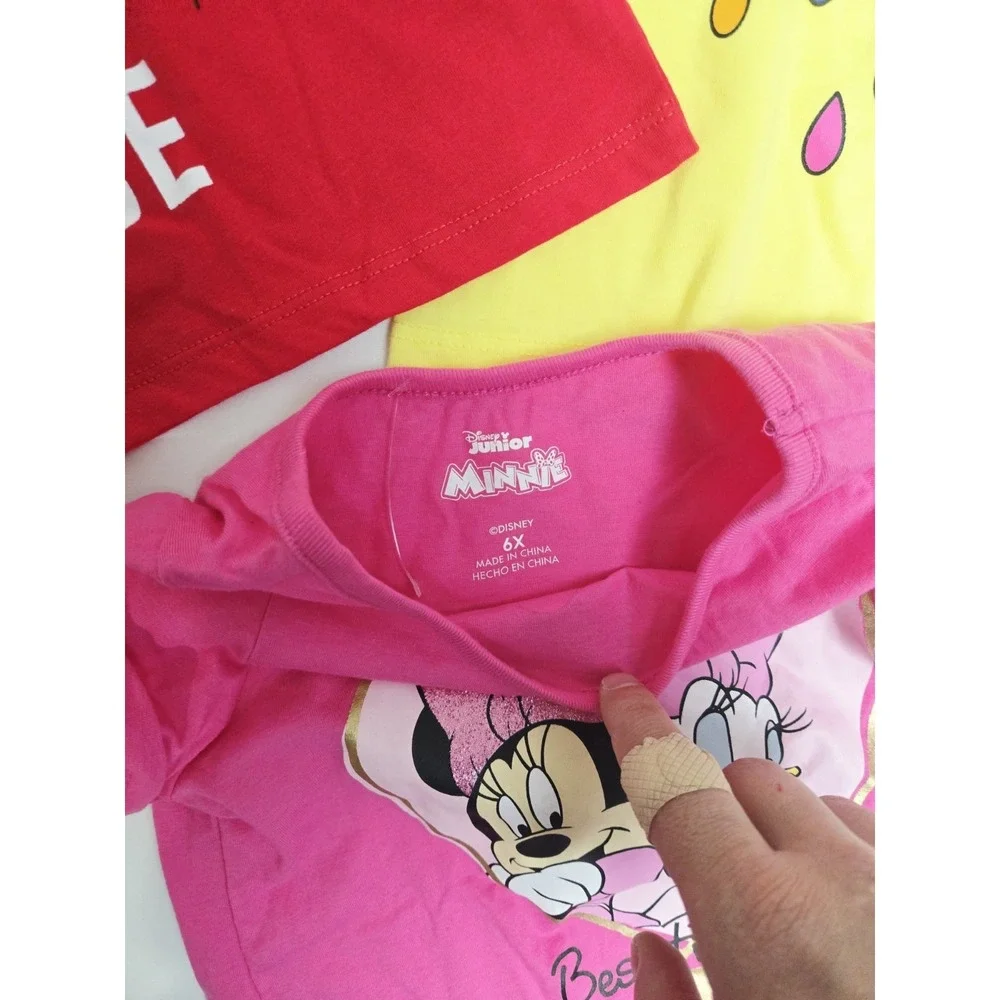 Disney Junior Girls shirt lot of 3 NWT sz 6x Minnie Mouse Daisy+ hair bow‎